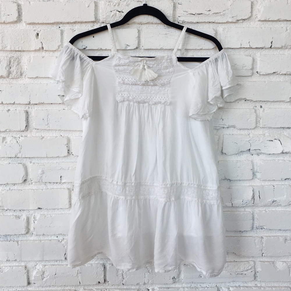 💥Sale! Mayoral White Crochet Peasant Blouse